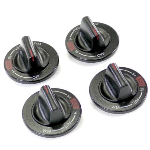 WHIRLPOOL 12500061 COOKTOP BURNER KNOB SET 4-PACK (GENUINE OEM PART)