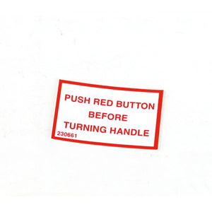 SPEED QUEEN F230661 WASHER PUSH RED BUTTON DECAL (GENUINE OEM PART)