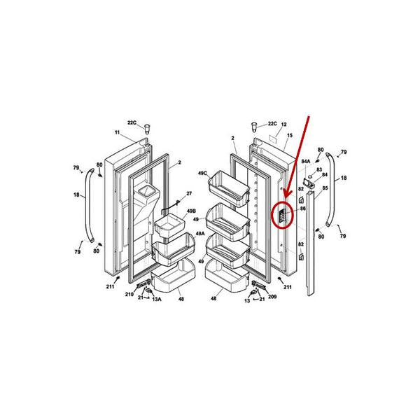 FRIGIDAIRE 241779802 HINGE-MULLION (genuine oem part) - Parts Solution Group