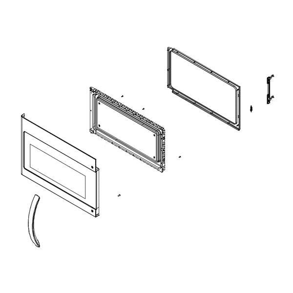 FRIGIDAIRE 5304509423 MICROWAVE DOOR ASSEMBLY (STAINLESS) (GENUINE OEM PART) - Parts Solution Group