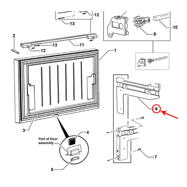 FISHER &amp; PAYKEL 837233 DOOR BRACKET FC RH (GENUINE OEM PART) - Parts Solution Group