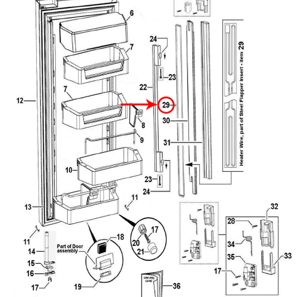 FISHER &amp; PAYKEL 837417P INSERT STEEL FLAP &amp; HEATER (GENUINE OEM PART) - Parts Solution Group