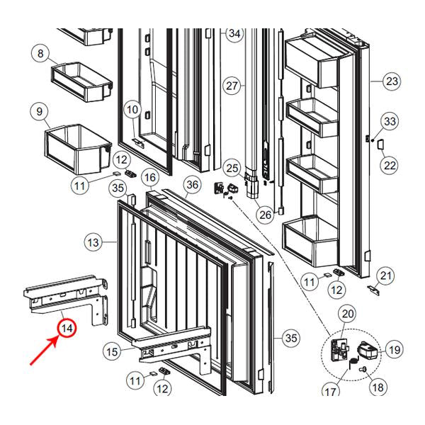 FISHER &amp; PAYKEL 837956 DOOR BRACKET - Parts Solution Group